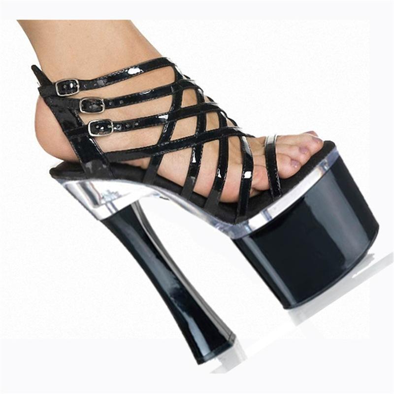 20Cm summer model white fashion transparent thick heel thin heel mature super high heel buckle high heel round head fashion