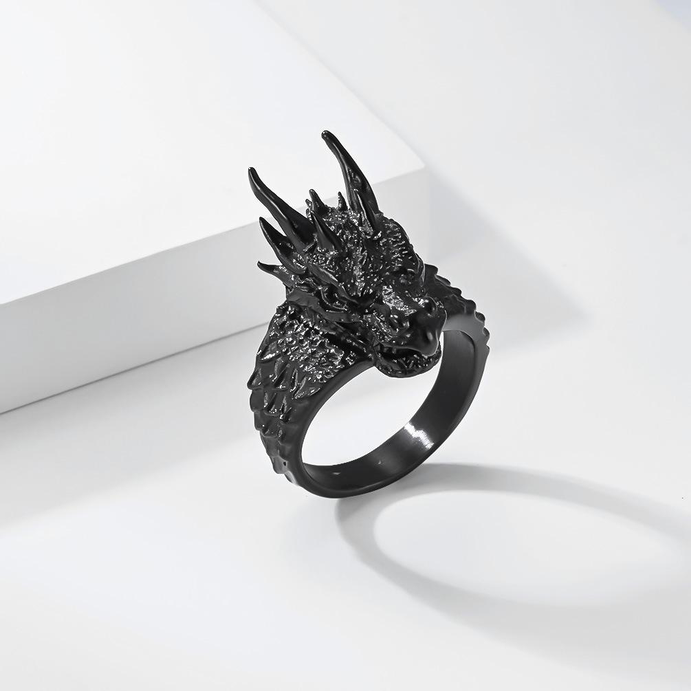 Popular Retro Dragon Titanium Steel Ring Ring Punk Dark Faucet Stainless Steel Gold-plated Hand Jewelry