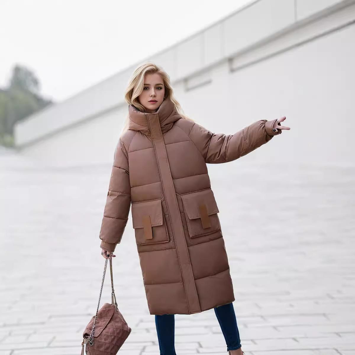 

GMXIA женские винтажные повседневные однотонные куртки и пальто с капюшоном на осень и зиму с длинными рукавами и принтом XXL кофейный