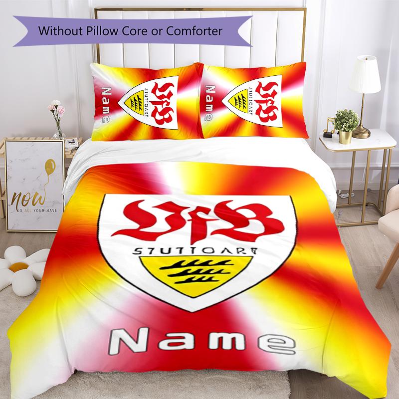 3pcs Custom Name VfB Stuttgart Bedding Set Duvet Cover Closure Includes 1 Duvet Cover & 2 Pillowcases for All Seasons Bedroom Decor
