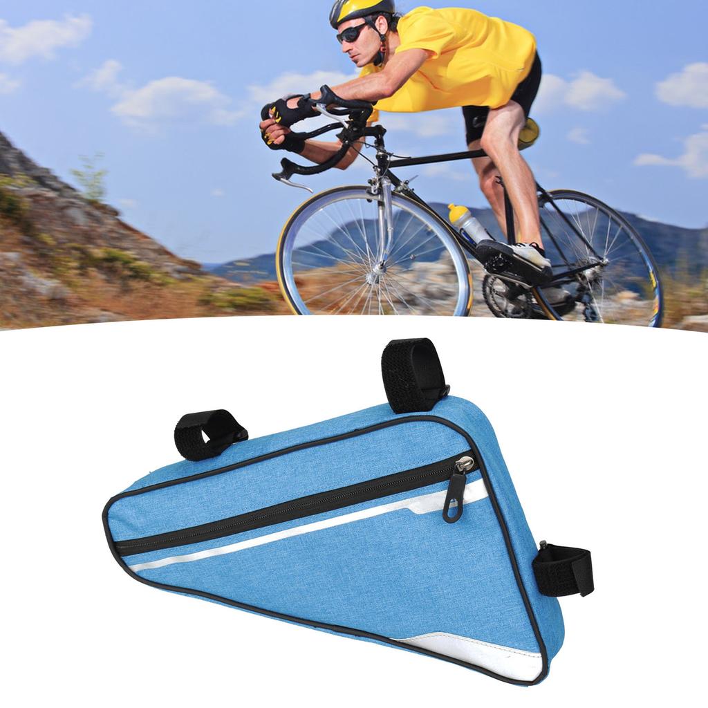 Sac de cadre de vélo triangle grande capacité imperméable pour vélo de montagne et de route Bleu