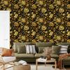 Golden Hibiscus Wallpaper Ochre, Yellow and Gold for Living Room and Bedroom 50x1000
