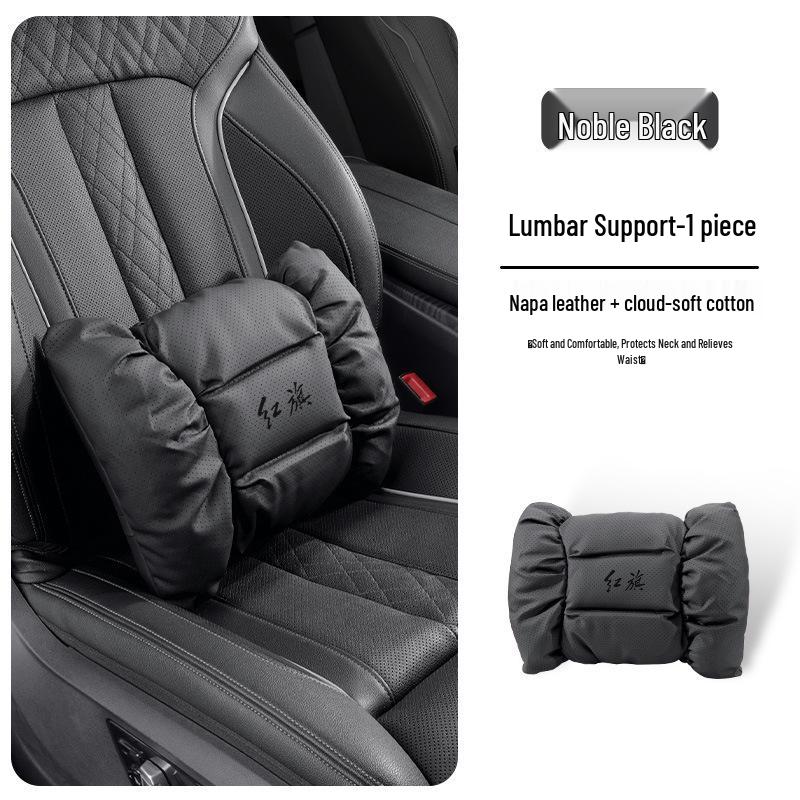 Hongqi Headrest and Lumbar Cushion for Neck and Back Support - H5 H6 H9 HS3 HS5 HS7 LS7 Models, Red