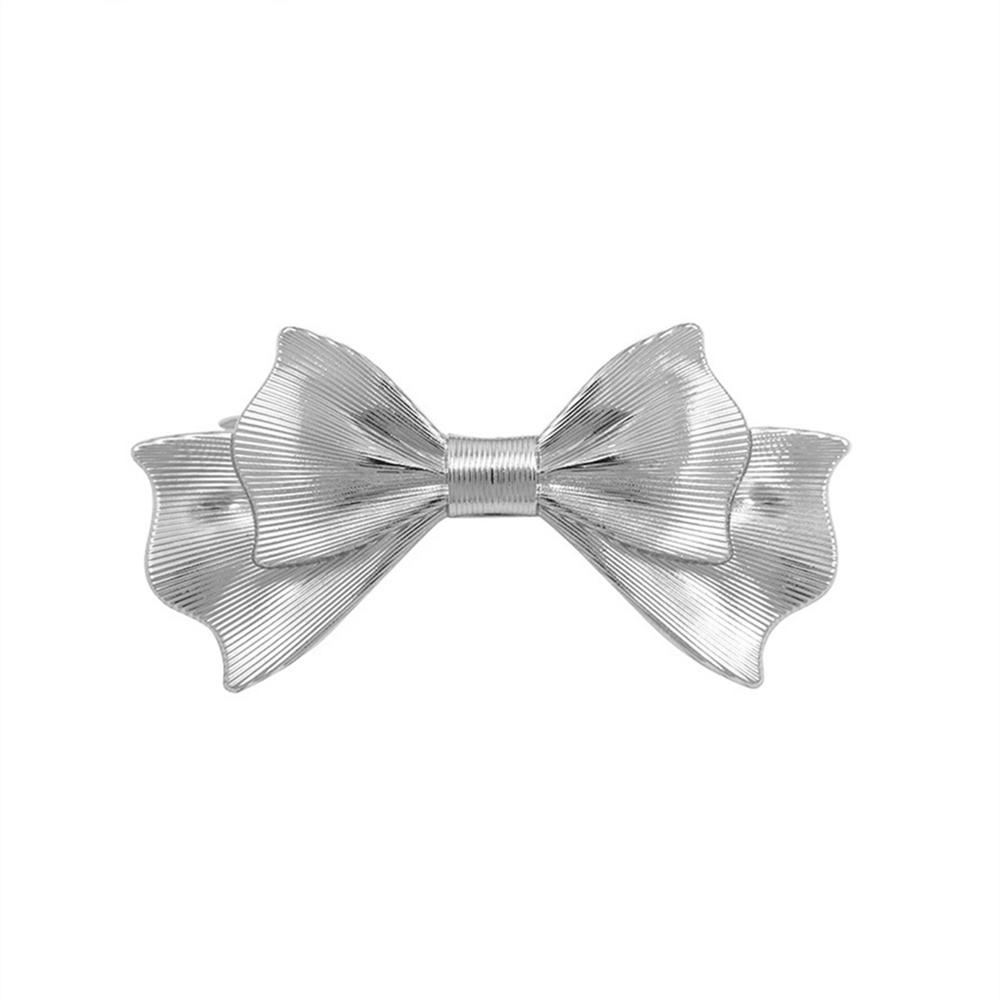

1PC Golden Design Sense Spring Clip Hair Clip Women s Bow High-end Straight Clip Side Clip Side Hair Breakage Clip серебряный