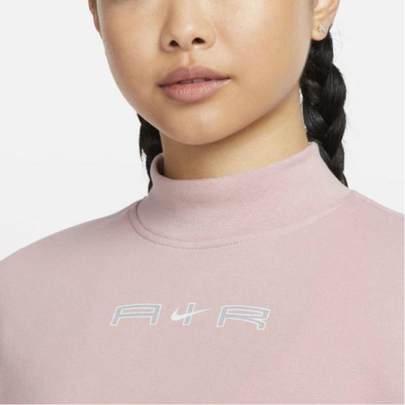 Nike Logo Printed Stand Collar Short Sleeve Knit Sweatshirt Women sweatshirt Pink DD5434-601