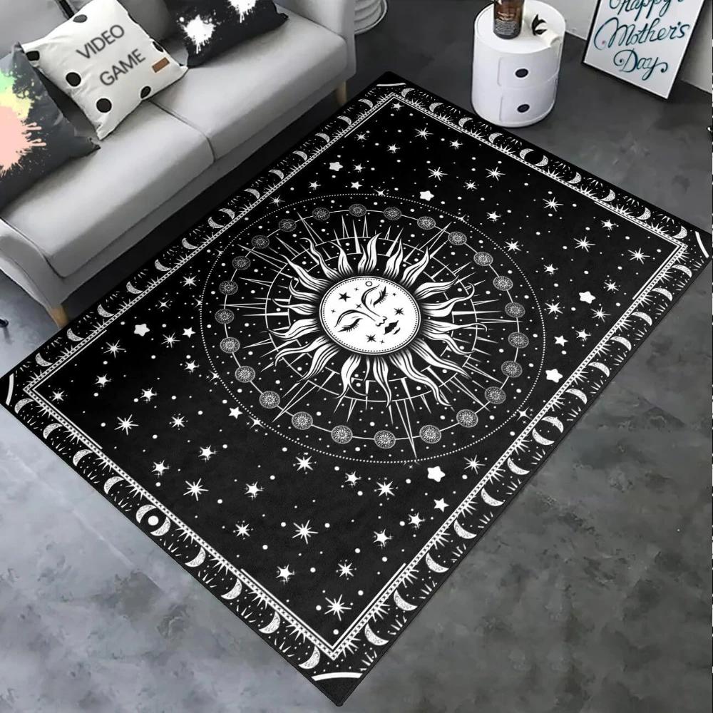 Boho Sun Changes Moon Starry Sky Celestial Carpet for Living Room Bedroom NonSlip Soft Rug Kitchen Table FloorMat Festivals Gift