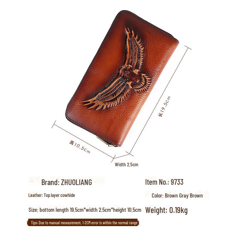 Unisex Genuine Leather Cowhide Wallet with Large Capacity Card Slots and Mobile Phone Pocket