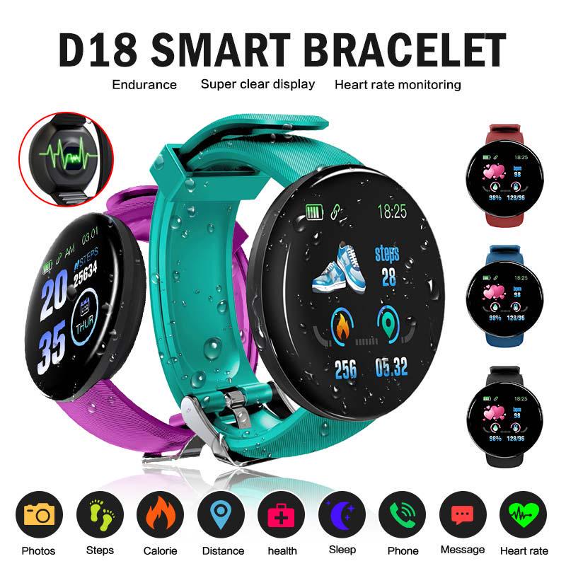 Buy Monitoring Smart Watch Pedometer Tracker D18 1.3inch Heart Rate ...