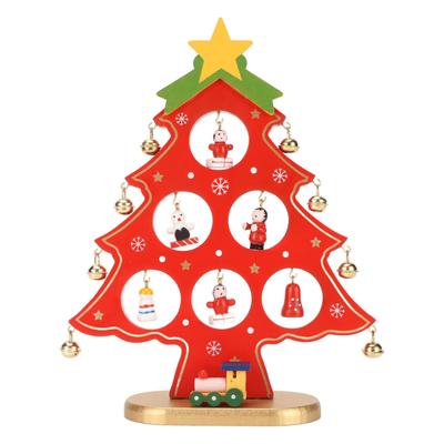 Tischdekoration Weihnachtsbaum aus Holz Desktop-Weihnachtsbaum mit Mini-Ornamenten für den Tisch