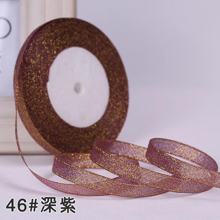 6mm 10mm 15mm 20mm 25mm 40mm 50mm 25 Jardów Złote Srebrne Brokatowe Wstążki Owijanie Prezentów Ślubnych Boże Narodzenie Halloween Impreza DIY Rękodzieło