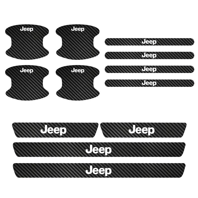 Dla Jeep 4/8/12 SZT Naklejka na próg drzwi samochodu Naklejka ochronna przed zarysowaniami na miseczkę klamki drzwi Dla Jeep Wrangler Renegade Wrangler