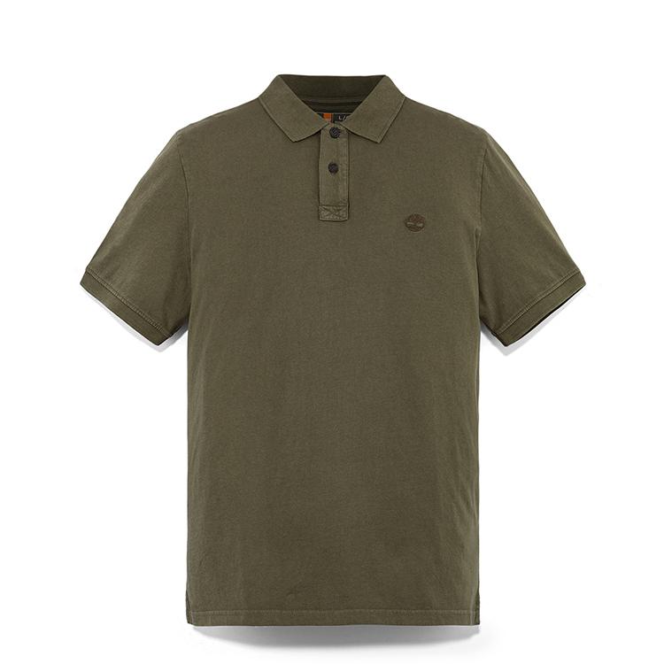 Timberland Solid Color Vintage Casual Breathable Short Sleeve Polo Shirt Men Tops Army-Green A6R29A58