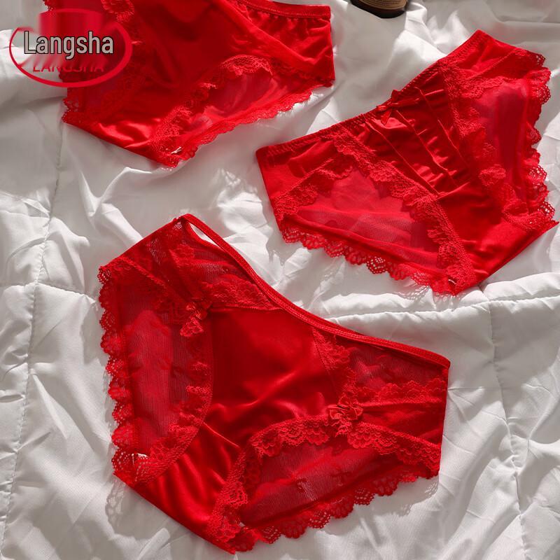 

Langsha Women s Red Lace Briefs 3-Pack M (80-100 lbs)