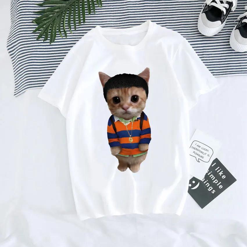 El Gato Meme Sad Crying Cat Munchkin Kitty Meme Print T Shirt Male  T-shirts Men Oversized Tees Harajuku Streetwear