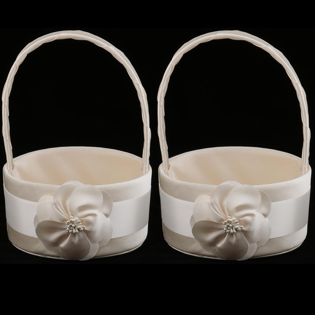 

Набор из 2 предметов Элегантная атласная корзина для девочек-цветочниц цвета шампанского с цветочным декором Свадьба Помолвка Церемония