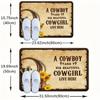 Western Cowboy Pattern Welcome Doormat Area Mat - Machine Washable, High Quality Flannel - Suitable for Living Room, Bedroom