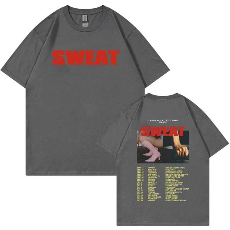 Charli XCX SWEAT Tour 2024 Brat T Shirt Unisex Women Vintage Harajuku Fashion Tshirts Hip Hop Oversized Cotton Tshirt Streetwear