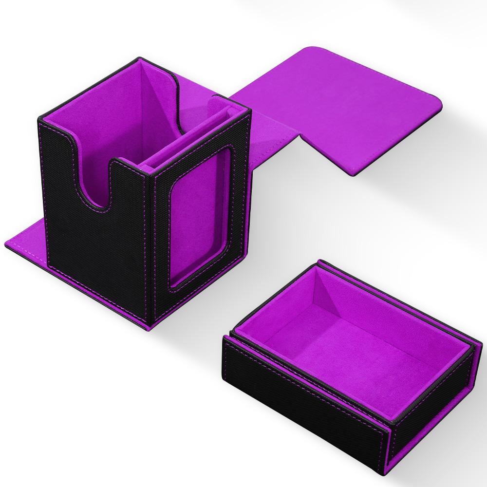 Commander Deck Box with Display Window, Card Deck Box Holds 100+ Double-Sleeved Cards with Dice Tray