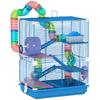 5-Tier Hamster Cage with Tubes, Wheel, Ladders, House and Bottle, 46x30x58 Cm