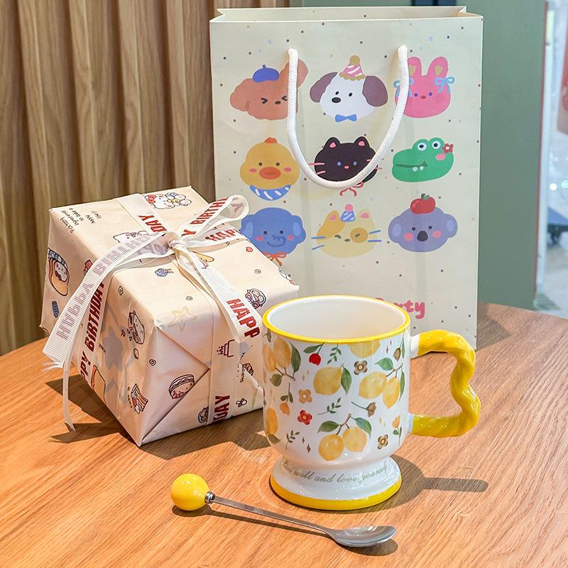 Cană ceramică drăguță pentru fructe cadou de ziua de naștere fată cană cafea lapte cadou suvenir prietenă cutie cadou