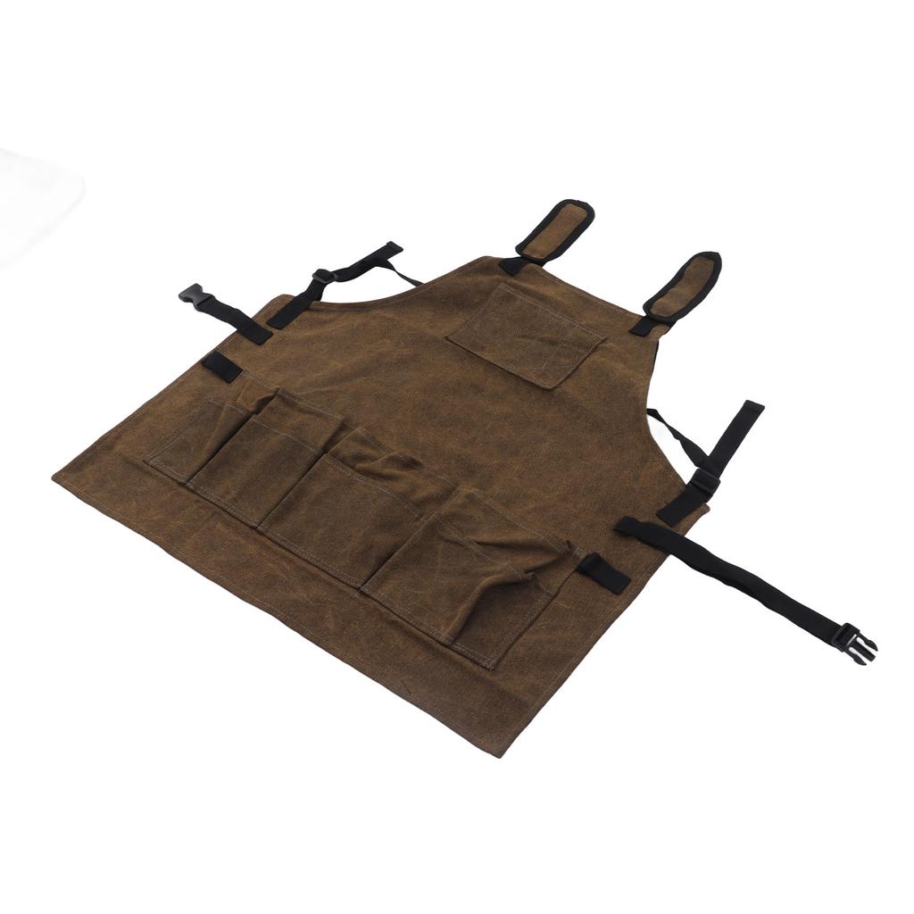 Woodworking Shop Apron Large Capacity Pocket Adjustment Shoulder Straps Waxed Apron for Carpentry