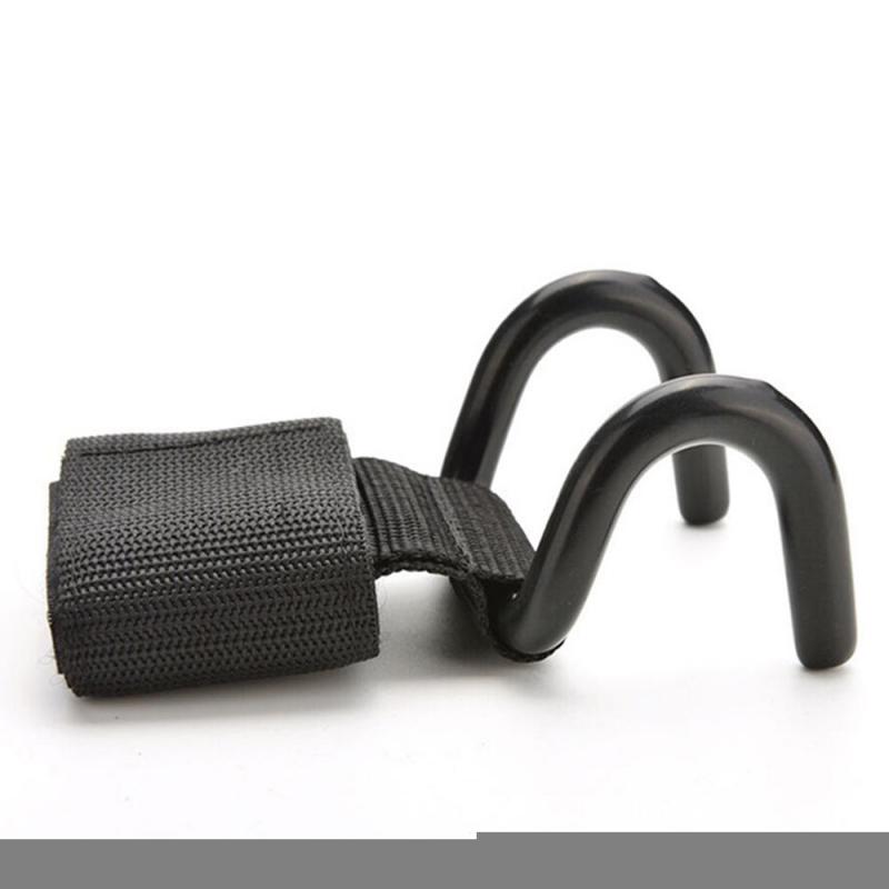 1PC Adjustable Size Strong Steel Hook Grips Straps Weight Lifting Strength Training Gym Fitness Black Wrist Support Lift Straps