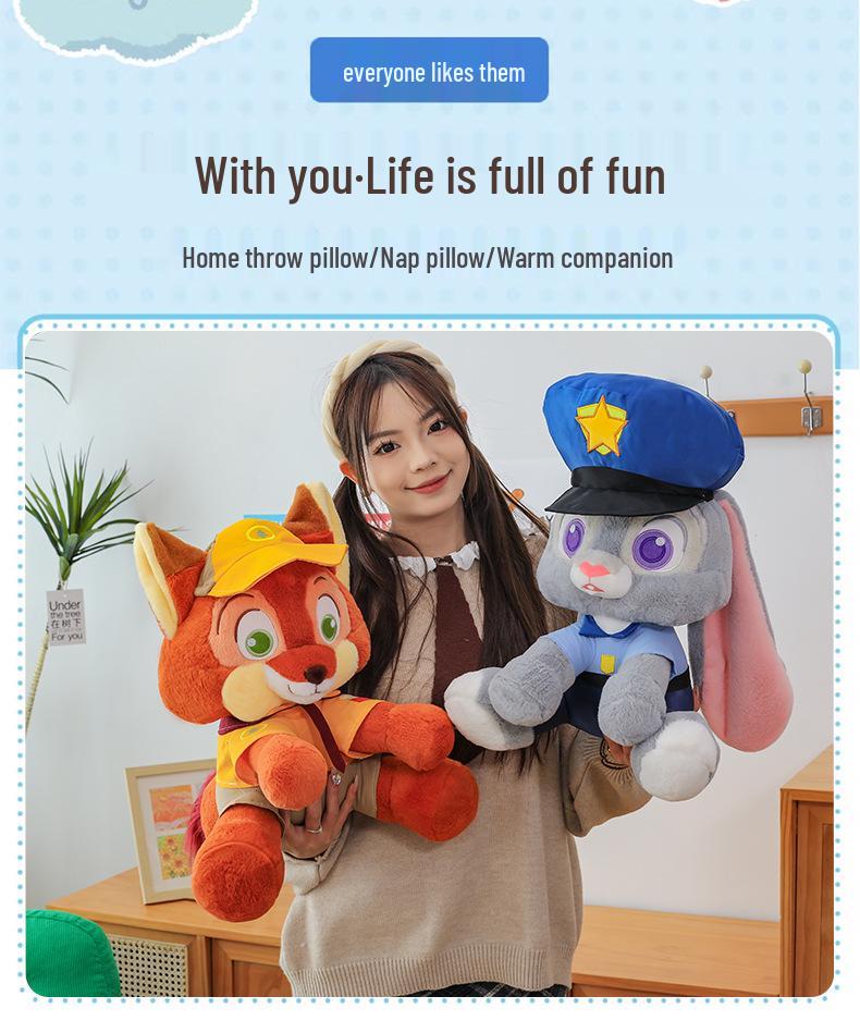 Zootopia Nick Fox & Judy Rabbit Plush Pillow Doll Set