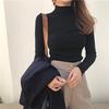 New Solid Color High Collar Long-sleeved Slim Bottoming Shirt Wild Shirt Women