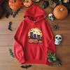 Ladies Spring Autumn Casual Hooded Long Sleeve Big Pocket Halloween Pumpkin Cat Printed Pullover Hoodies Sweatshirt Top