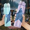 1PC Denim Blue Star 750ml Color Plastic Sports Water Bottle Leakproof Flip Straw Lid Suitable for Sports Office Home Use
