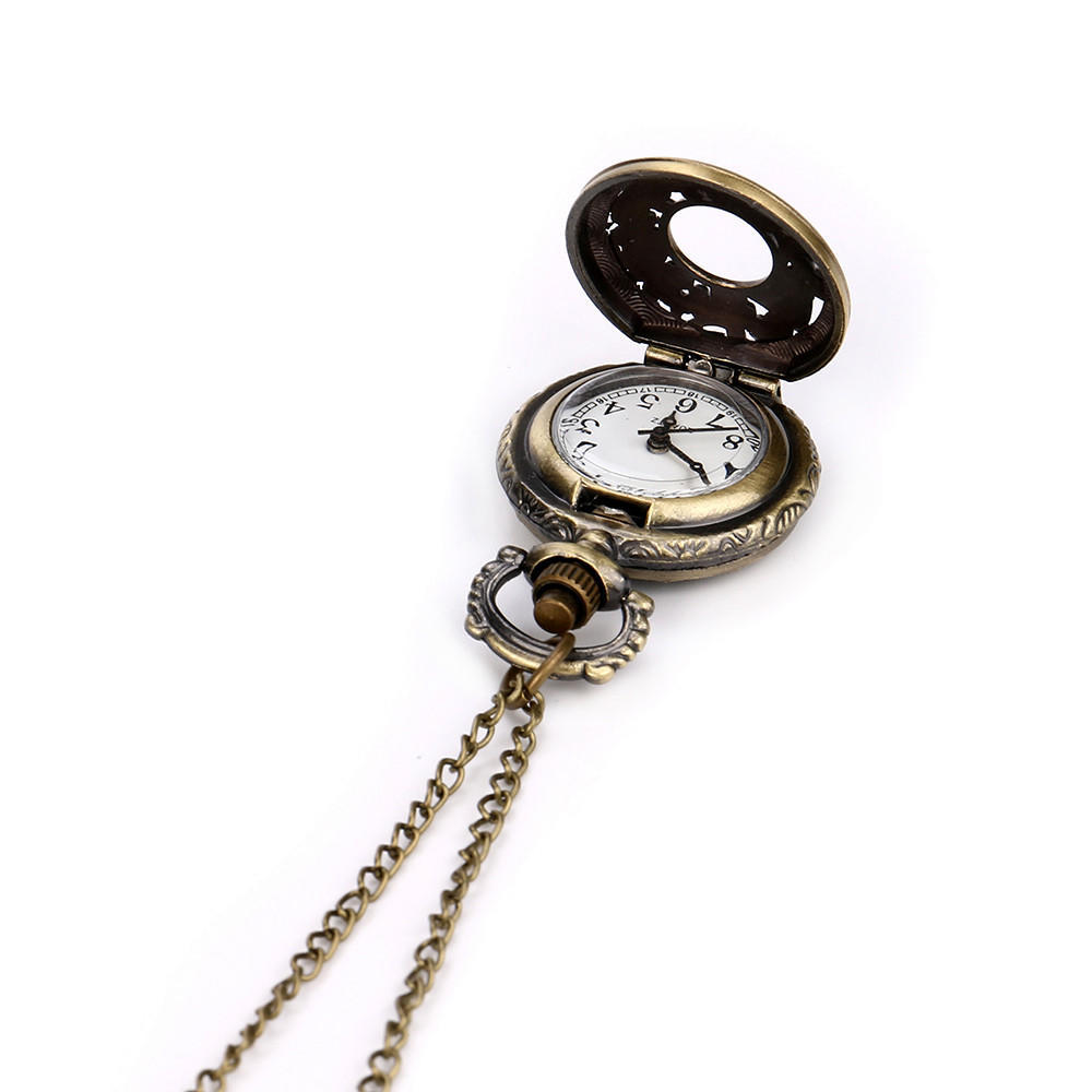 Vintage Steampunk Retro  Design Pocket Watch Quartz Pendant Necklace Gift