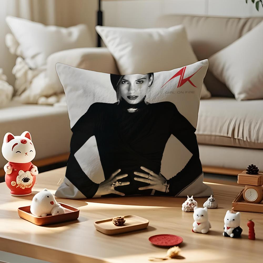 Alicia Keys Album Cushion Cover Anti-dustmite Pillowcase Invisible Zipper Silky Short Plush Sofa Cushion Cover