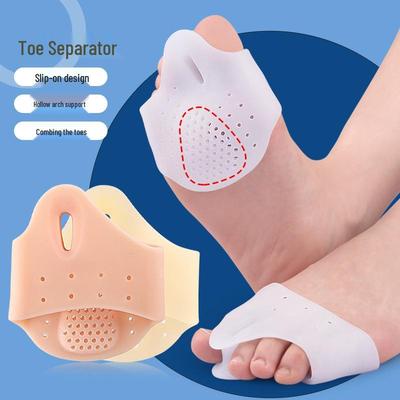 Oddělovač prstů při hallux valgus a polstrovaná podpora klenby s masážní podložkou na přední část chodidla - Korektor vbočeného palce pro denní i noční použití