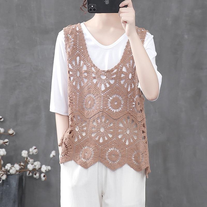 Neue lose europäische Hohlweste mit großem Fett-MM-Pullover ärmellose Weste Slim Top