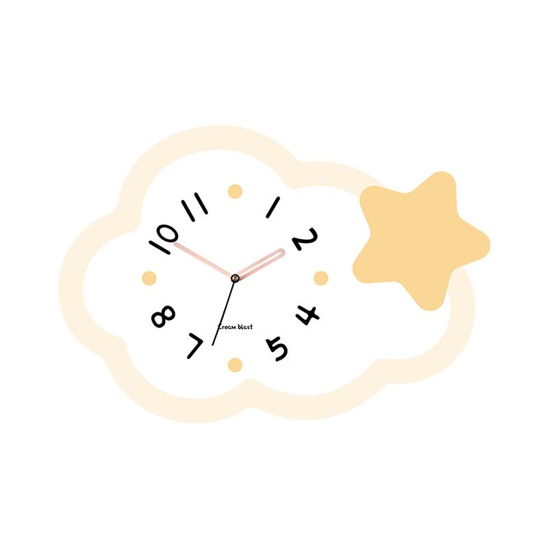 

New Cream Style Clock Wall Clock Living Room High-end Simple Silent Quartz Clock Modern Home Decorative Painting Clock Cream Cloud Small 43 * 30