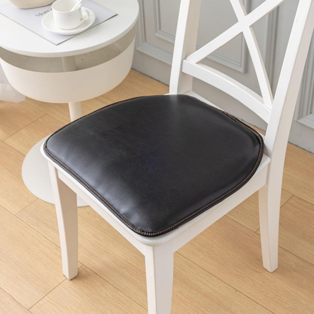Waterproof D-Shape PU Leather Seat Cushion Dirt-resistant Thickened Dining Chair Cushion Solid Color Non-slip Table Chair Mat