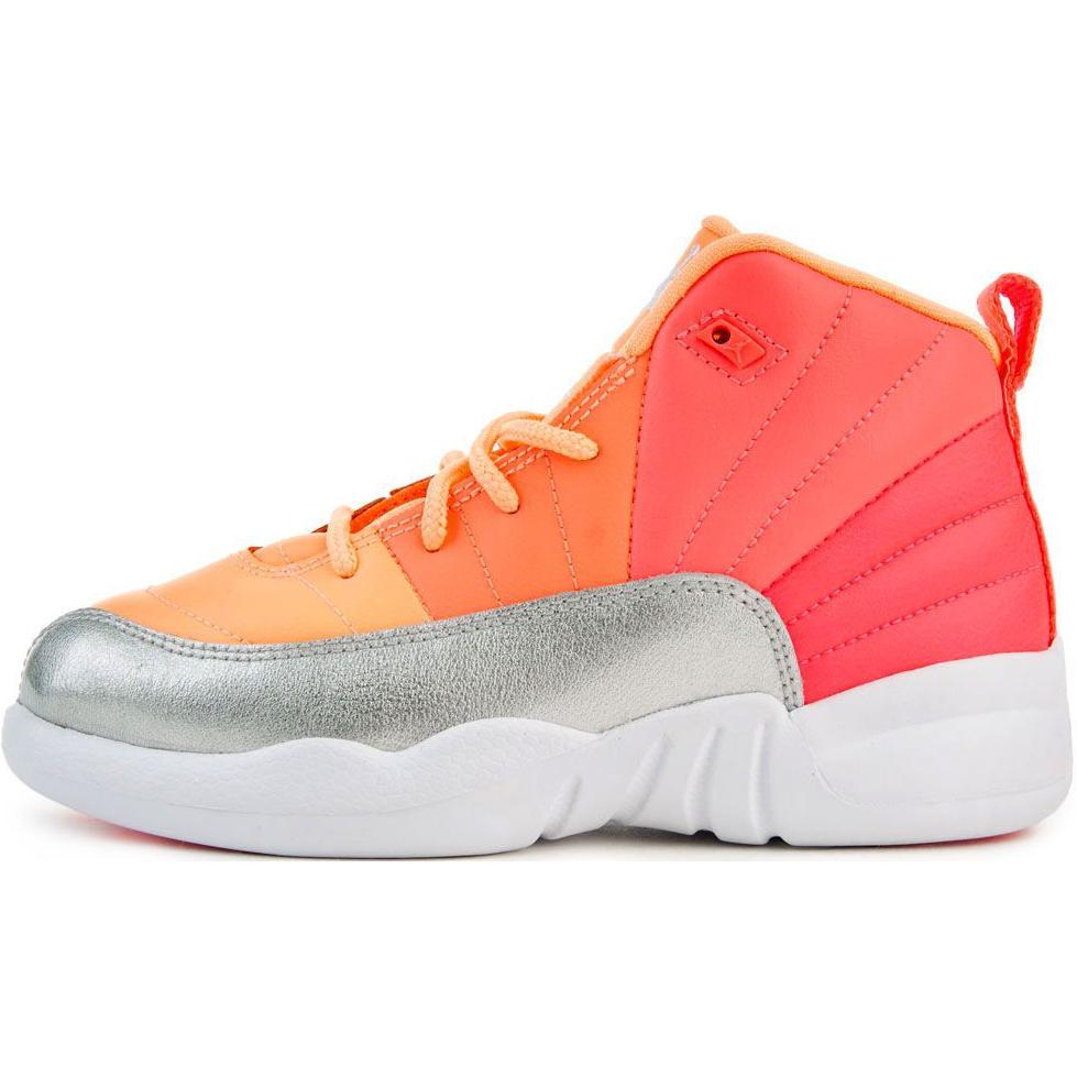 

Jordan Air Jordan 12 Abrasion Resistant High top Children s Basketball Shoes Pink Orange Silver 510816-601 29.5