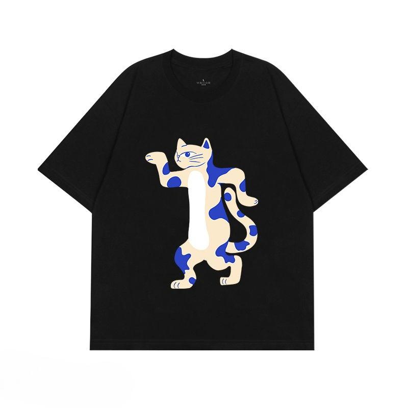 

Fun Cat Printed Men s T-Shirt Summer Vintage Kawaii Men s Women s Surfing Beach T-Shirt Unisex Breathable Casual Top 4XL