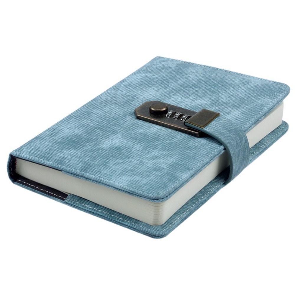 

Простой Атмосферный Блокнот с Кодовым Замком Обложка из ПУ Кожи Блокнот А5 Класс циан