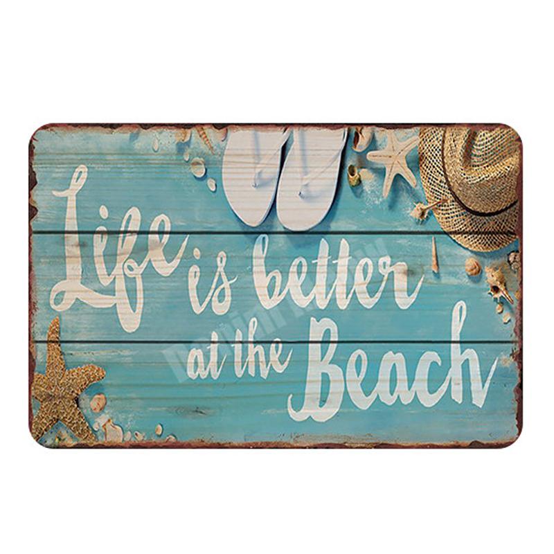 Life Is A Beach Plaque Vintage Metal Tin Signs Bar Outdoor Decorative Plates Mermaid Wall Stickers Ocean Poster Home Decor N250