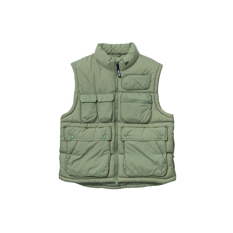 New Era Stand Collar Detachable Sleeve Multi-Pocket Zipper Solid Color Cotton Jacket Winter Men jackets Green 12866430