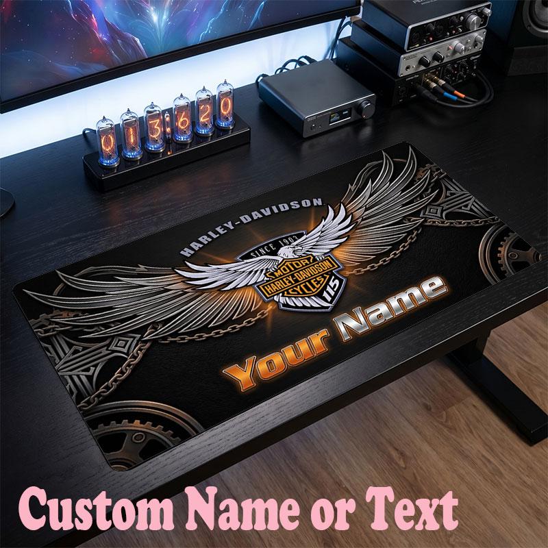 Harley-Davidson Customized Name Text Mouse Pad, Large Desk Mouse Mat Personalized Home Office Present