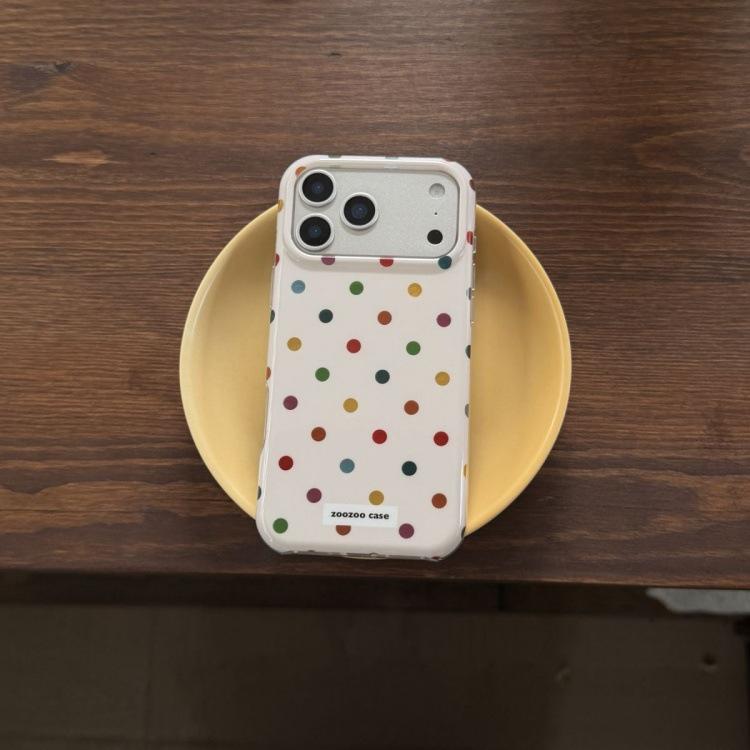 Farbenfroher Polka-Dot-Sticker im koreanischen Stil für Apple 16 Pro Max & iPhone 15 Pro Hülle