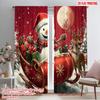 2pcs,2D Plane Printing Curtain Fabric Christmas Snowman Sleigh Gifts Versatile Fabric (without Rod) Holiday Perfect for Kitchen