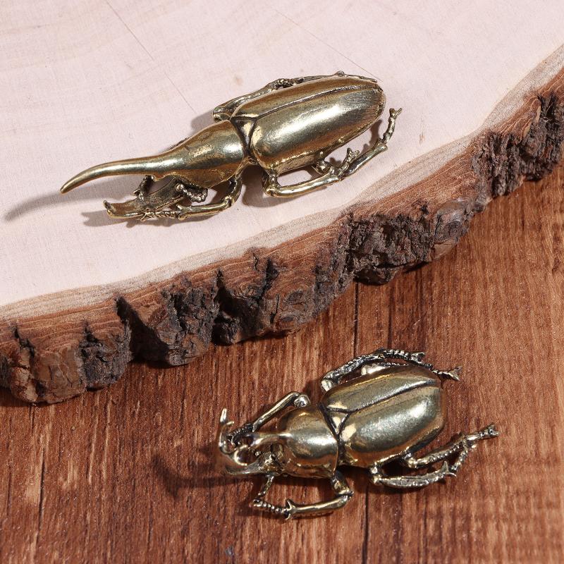 Vintage Brass Beetle Figurine Retro Creative Insect Craft Ornaments Metal Artistic Ornaments Office Home Desktop Decoration