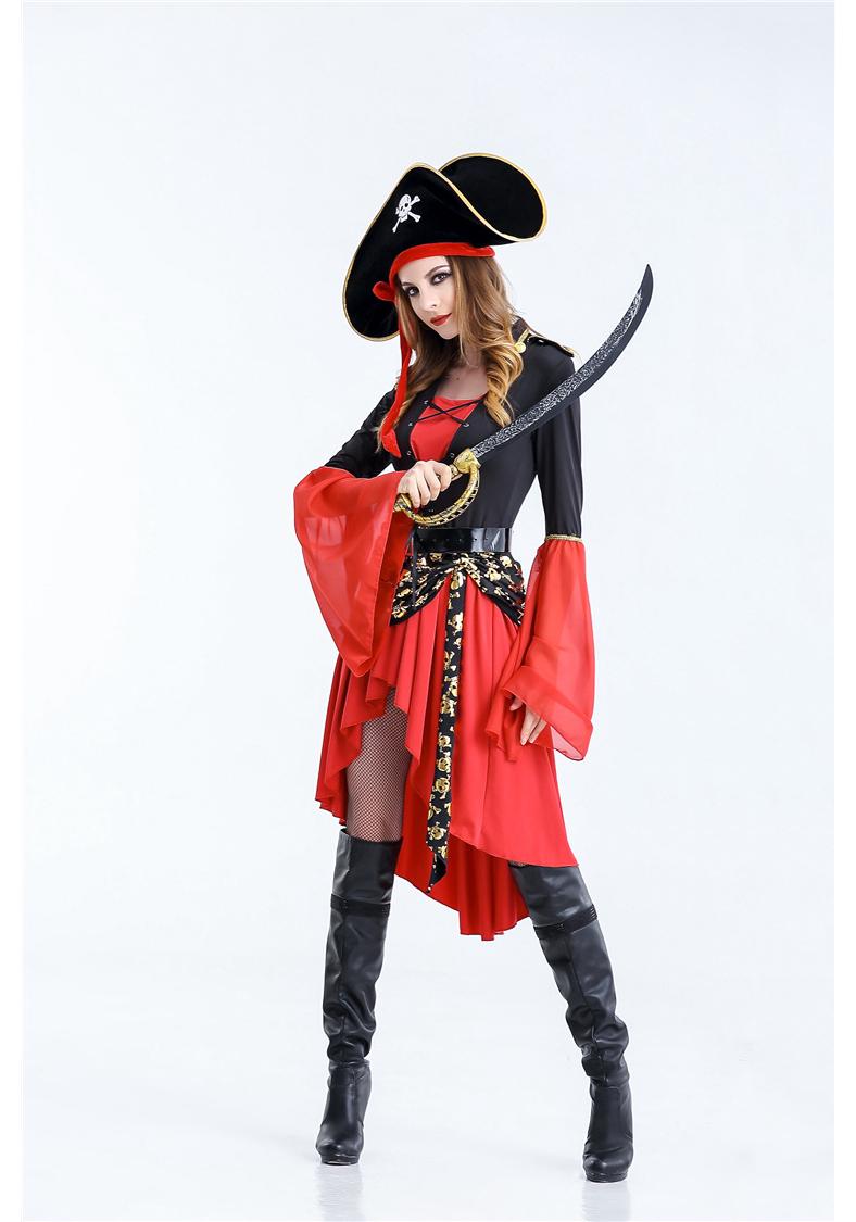 Halloween Caribbean Pirate and Witch Costume for Nightclub Cosplay Large красный