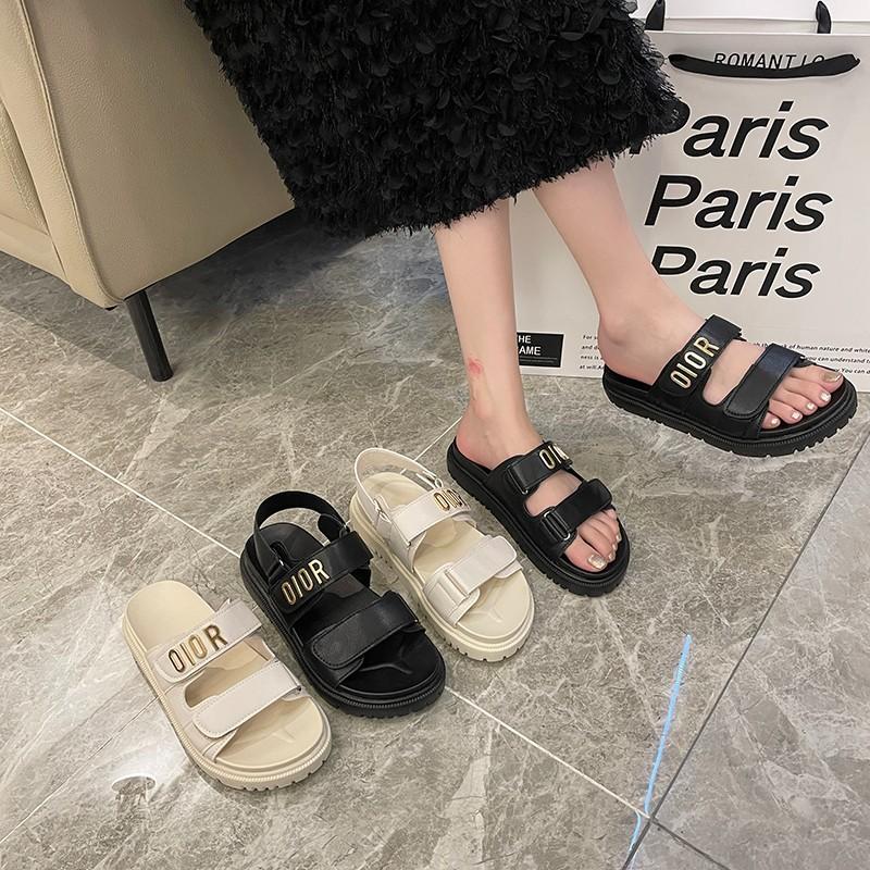 Trendy Brand Platform Sandals Women's 2025 Summer New Platform Velcro Sandals Summer Casual Versatile Slippers