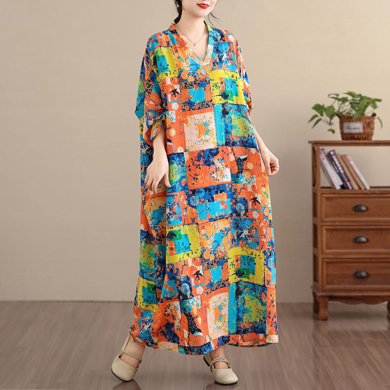 DIMANAF Women Plus Size Spring Summer Long Dress Loose Basic Vintage Oversize Long Sleeve Maxi Floral New 2026