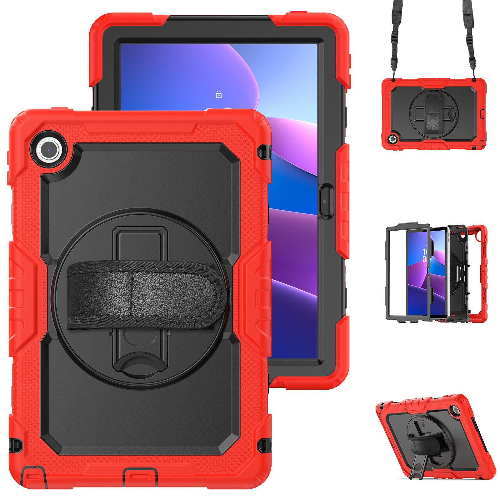 Met Screenprotector Armor Case Voor Lenovo Tab 10.1  K10C TB311XU TB311FU Roterende Stand Heavy Duty Cover Schouderband K10C 2025 TB311FU