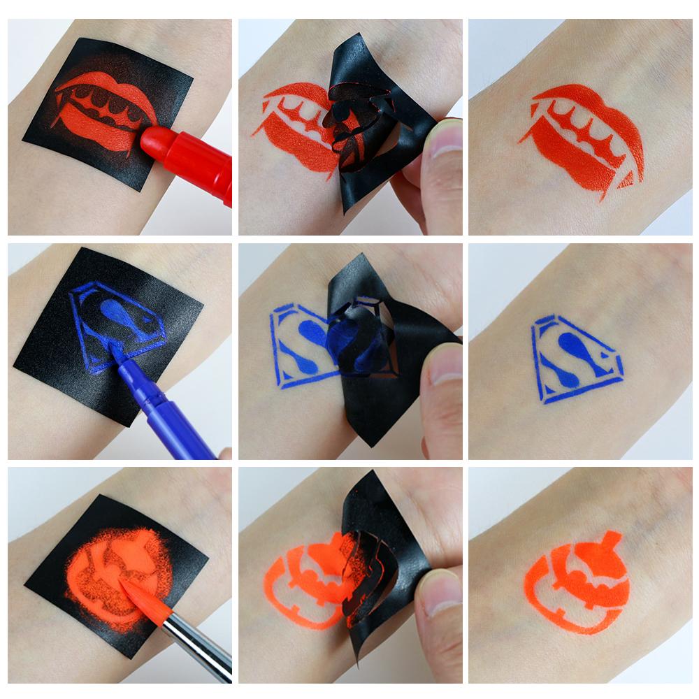 High Quality Professional Custom Special Unique  Body Art Templates Universal Self-Adhesive Face Paint Stencils
